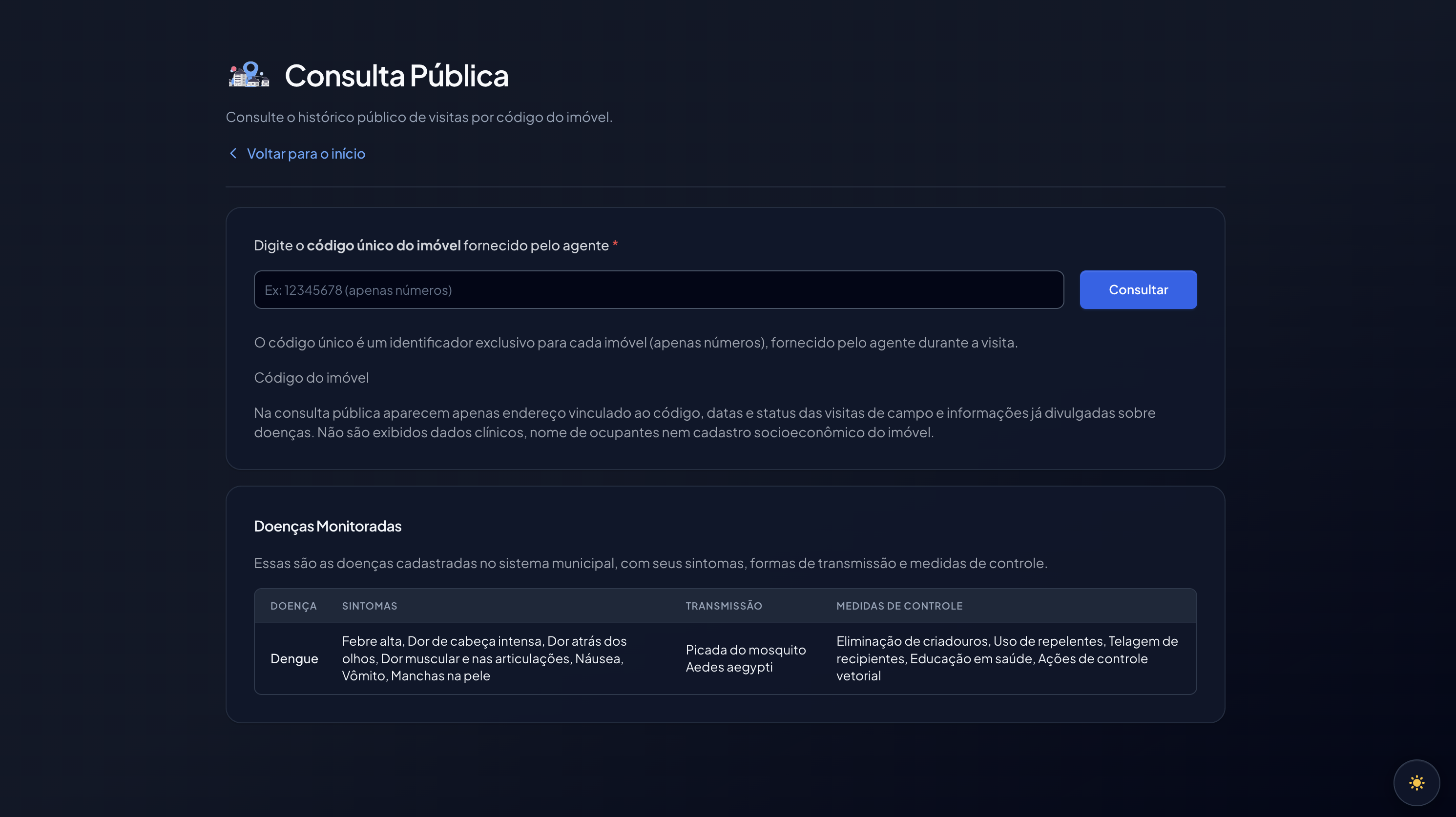 Pesquisa pública por imóvel