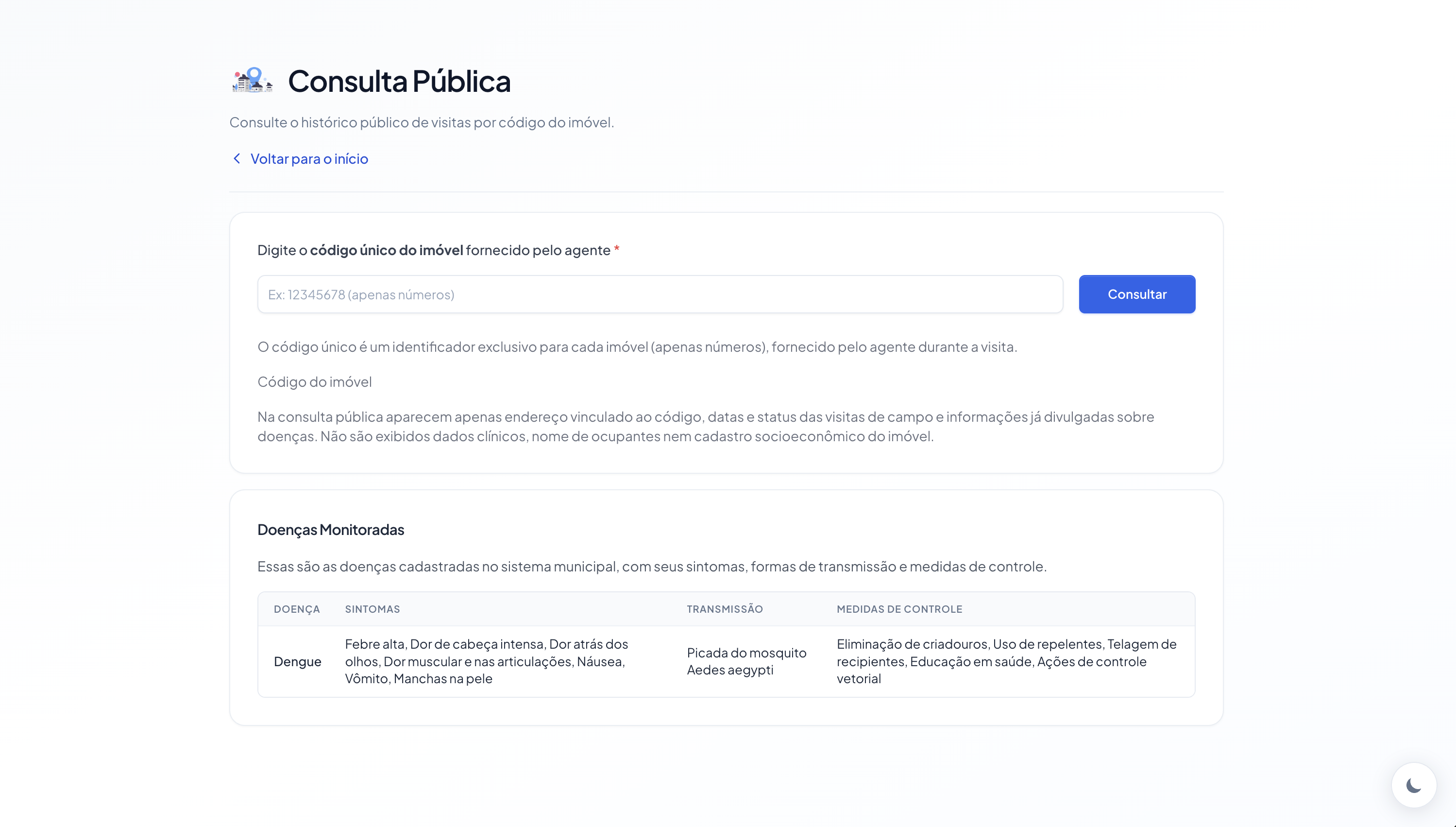 Pesquisa pública por imóvel